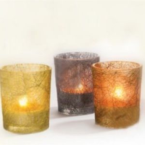 Glass Votive Candle Holders Set of 3 Multi